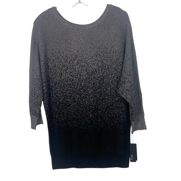 Alyx Holiday Three Quarter Sleeve Black & Gray Sweater Size Large New with tag - Picture 1 of 10